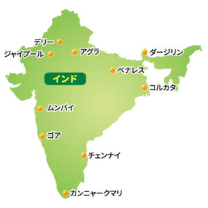 インド地図とダージリンの位置